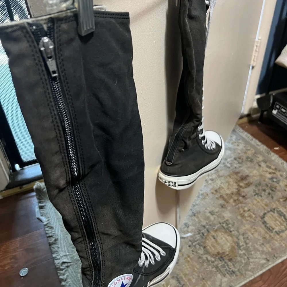 Converse Black Knee-High Sneakers with White Laces - Picture 8 of 10
